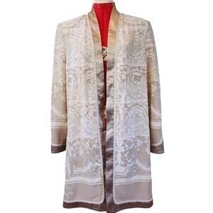 Collection Jeanne Marc Vintage Bronze Trimmed Brown Long Sleeve Cardigan Size M
